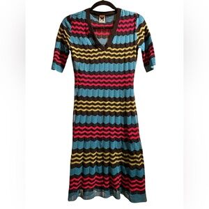 M Missoni Designer Wool Blend Italian Knit Dress